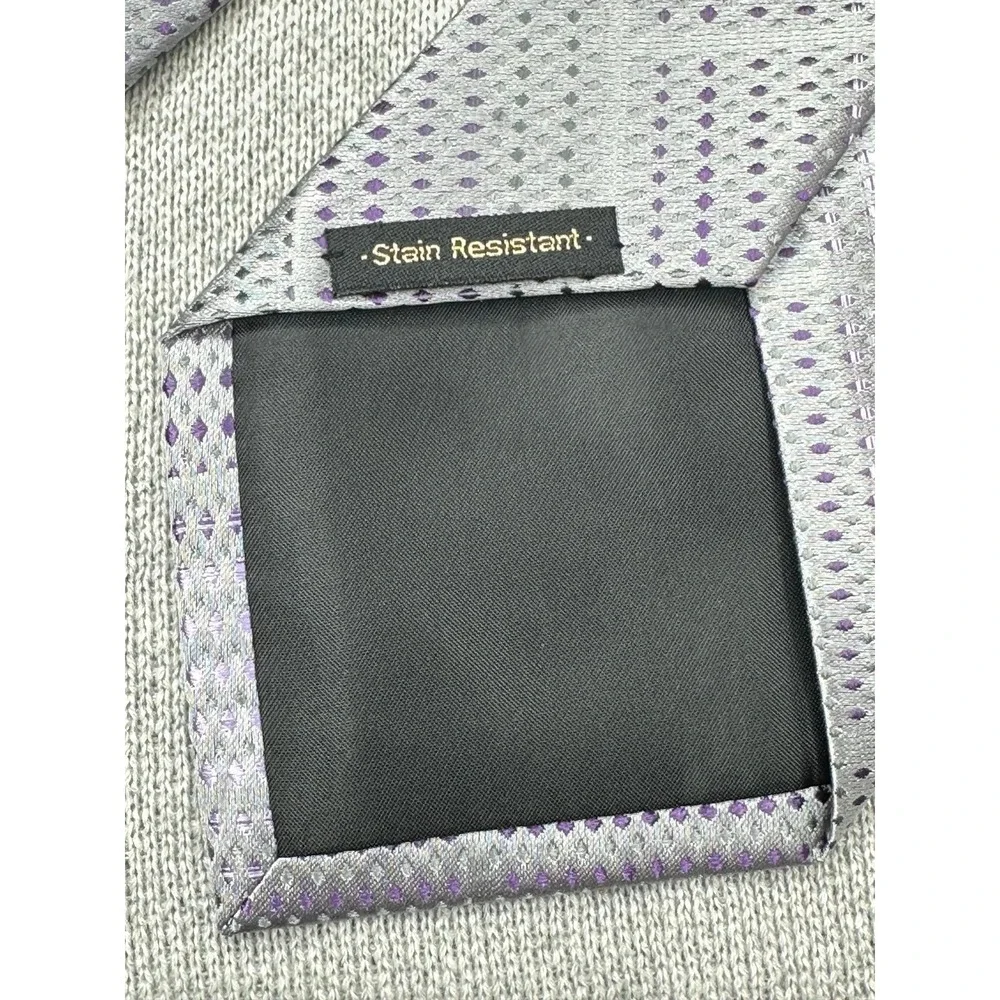 Men's Silk Neck Tie iridescent lavender geometric stain resistant Power Tie